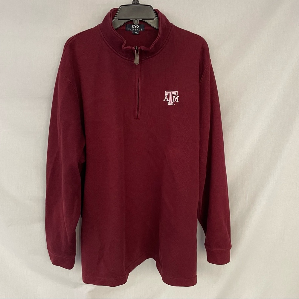 Vantage Men's Maroon Texas A&M Quarter Zip Pullover Sweater Size XXL
